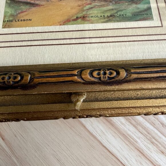 Vintage Replica Gold Jewelry Chocolate Box Frame With "Music Lesson" By Nicholas - Picture 6 of 10
